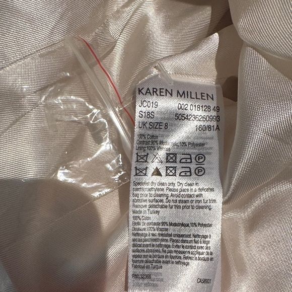 Karen Millen sz4 preowned no smoke home Cream Jacket w removable Faux Fur Collar - Picture 12 of 16